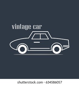 line art white car icons in vintage style,vector illustrations
