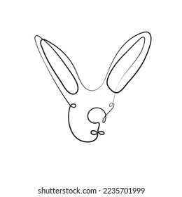 Line art of Wild hare. Modern outline drawing bunny. Easter wrapping, Christmas greeting, invitations, postcards and other projects. Outline Rabbit