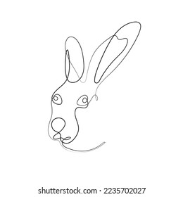 Arte de línea de liebre salvaje. Conejo de dibujo de contorno moderno. Embalaje de Pascua, saludos de Navidad, invitaciones, postales y otros proyectos. Conejo de contorno