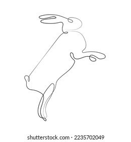 Line art of Wild hare. Modern outline drawing bunny. Easter wrapping, Christmas greeting, invitations, postcards and other projects. Outline Rabbit