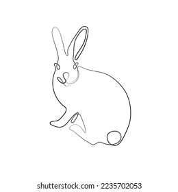 Line art of Wild hare. Modern outline drawing bunny. Easter wrapping, Christmas greeting, invitations, postcards and other projects. Outline Rabbit