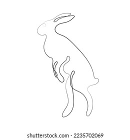 Line art of Wild hare. Modern outline drawing bunny. Easter wrapping, Christmas greeting, invitations, postcards and other projects. Outline Rabbit