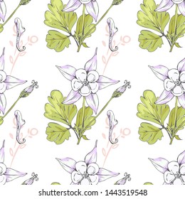 Line art wildflower for fabric design. Petal meaningful wild blossom. Curly pattern twig