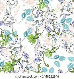 Line art wildflower for fabric design. Petal meaningful wild blossom. Curly pattern twig