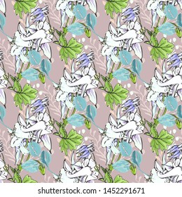 Line art wildflower for fabric design. Petal meaningful wild blossom. Curly pattern twig