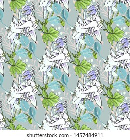 Line art wildflower for fabric design. Petal meaningful wild blossom. Curly pattern twig