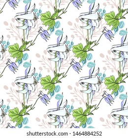 Line art wildflower for fabric design. Petal meaningful wild blossom. Curly pattern twig