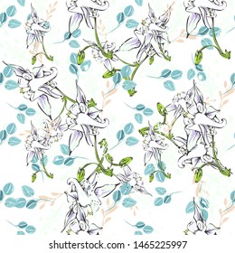 Line art wildflower for fabric design. Petal meaningful wild blossom. Curly pattern twig