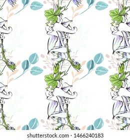 Line art wildflower for fabric design. Petal meaningful wild blossom. Curly pattern twig