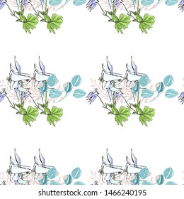 Line art wildflower for fabric design. Petal meaningful wild blossom. Curly pattern twig