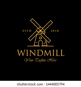 line art windmill logo designs, classic and luxury logo