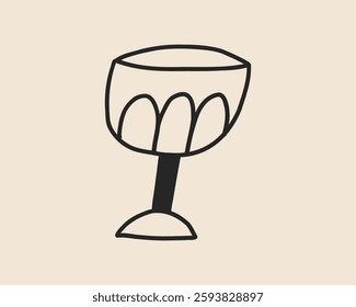 Line art wine glass isolated. Hand drawn whimsical vine glass. Coquette trendy champagne glass. Vector outline illustration