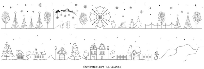 Line Art Of Winter Christmas City