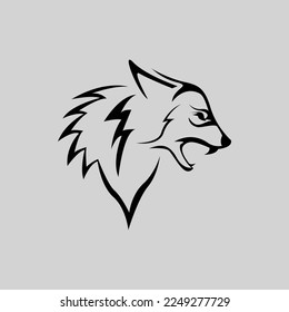 Logo-Design der Linie art wolf