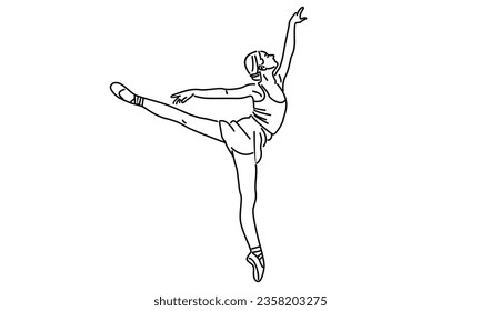 line art of woman ballet dancer vector illustration