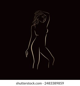 Line Art Woman Beauty Vector Illustration