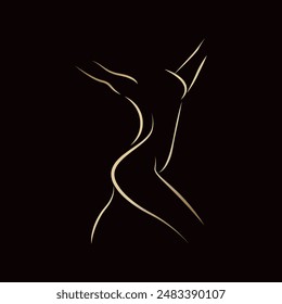 Line Art Woman Body Vector Illustration