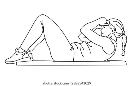 line art of woman doing workout