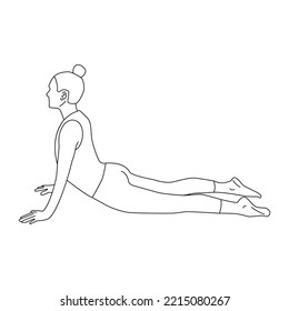 Line art of woman doing Yoga in Cobra pose vector.