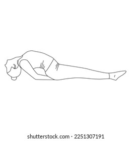 Line art of woman doing Yoga in fish pose vector. 