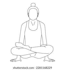 Line art of woman doing Yoga in scale pose vector.