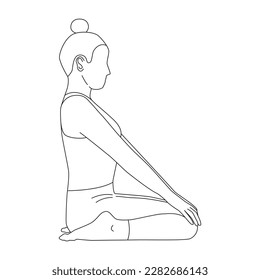 Line art of woman doing Yoga in Hero pose vector.