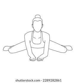 Line art of woman doing Yoga in frog pose vector.