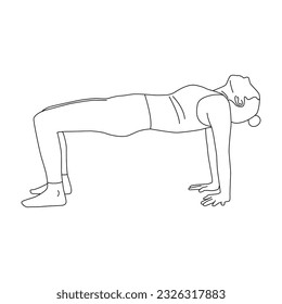 Line art of woman doing Yoga in two legged table pose vector 