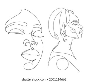 Line Art Woman Face Drawing Black Stock Vector (Royalty Free ...