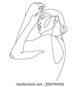 Line Art Woman Face Drawing. Beauty Woman Vector.  Female Logo. Contouring Line. Minimalist Face. Beauty salon