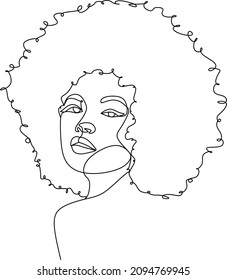 Line Art Woman Face Drawing. Woman Vector. American Female Logo. Contouring Line. Minimalist Face. Beauty salon