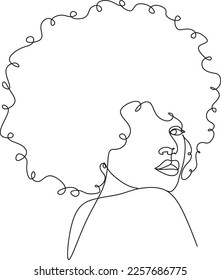 Line Art Frauenkunst Gesichtszeichnung. Schwarzer Frauenvektor. Afro American Female Logo. Bahnlinie. Minimalistische Gesichter. Schönheitssalon