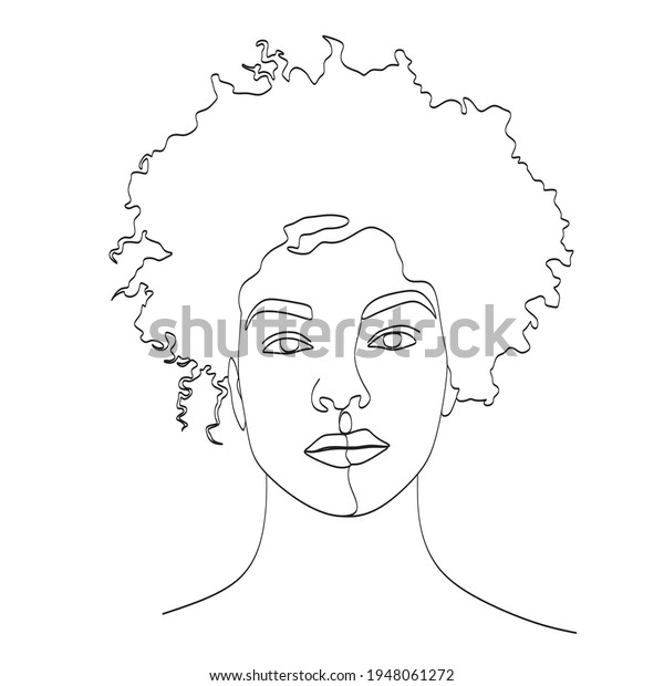 Line Art Woman Face Drawing Black Stock Vector (Royalty Free ...