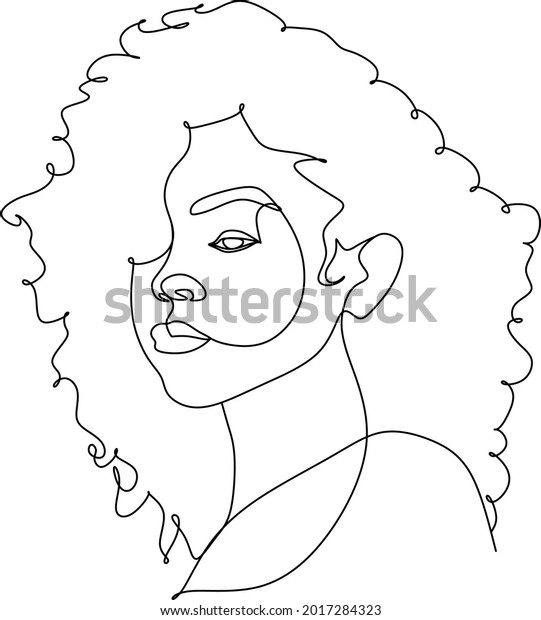 Line Art Woman Face Drawing Black Stock Vector (Royalty Free) 2017284323