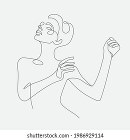 Line art woman illustration. Modern minimal design. Eps10 vector.