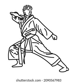 line art of a woman posing in karate coolly