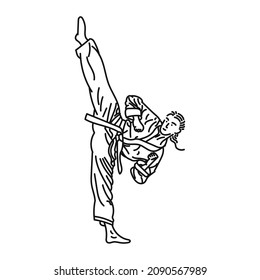 line art of a woman posing in karate coolly