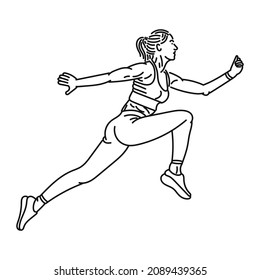 line art woman posing in running style