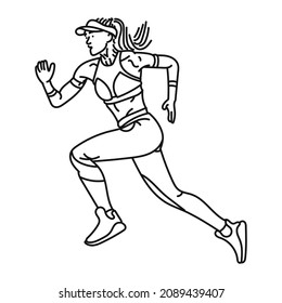 line art woman posing in running style