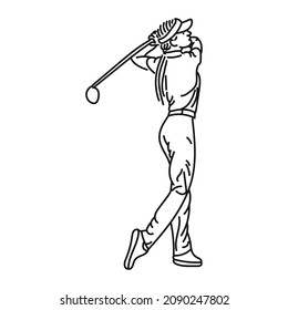 line art of woman posing stylishly playing golf