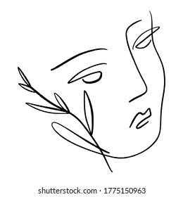 Line art woman. Self love and care concept. Continuous line drawing, fashion, beauty care minimalist vector, girl pretty face illustration. Perfect for t-shirt print.