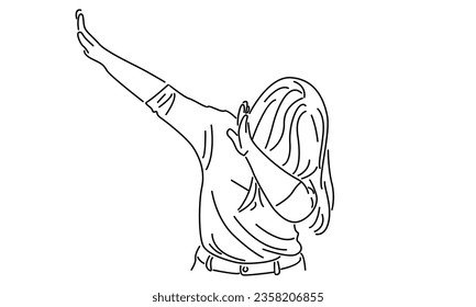 line art of woman set Dab dance vector illustration