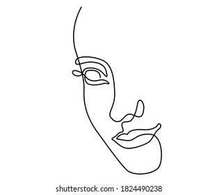 Woman Face Continuous Line Drawing Abstract Stock Vector (Royalty Free ...