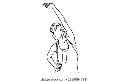 line art of woman stretching her arm