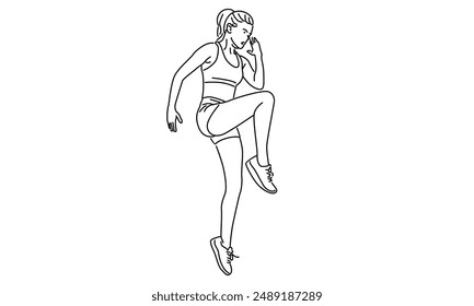 line art of woman stretching vector illustration