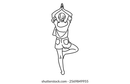 Line art of Woman Yoga Pose