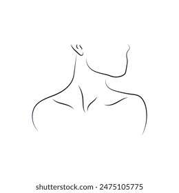 Line art women profile portrait with black thin lines. Elegant women face side view
