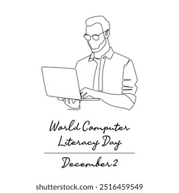 line art of World Computer Literacy Day good for World Computer Literacy Day celebrate. line art.