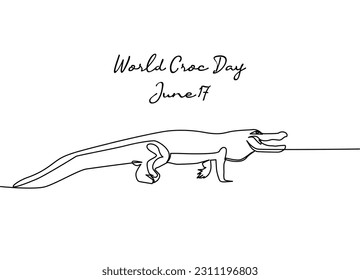 line art of world croc day good for world croc day celebrate. line art. illustration.