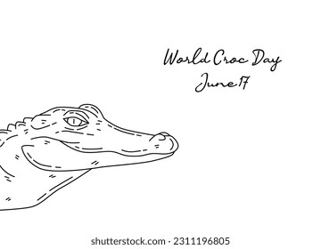 line art of world croc day good for world croc day celebrate. line art. illustration.